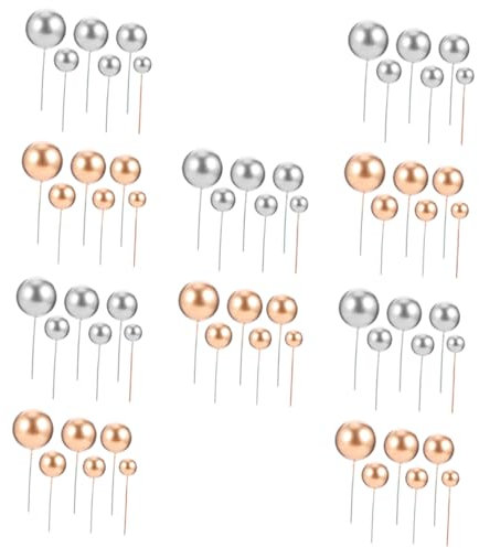 Amosfun 60pcs Cake Topper Balls Pearl Balls Inserts Classic Birthday Cake Decorations