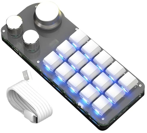 Sghtil Programmable Keyboard - Mechanical 15-Key Programmable Keypad - Cut Copy Paste Keyboard, Macro Multifunctional Keypad for Video Editing, Compatible Computer PC