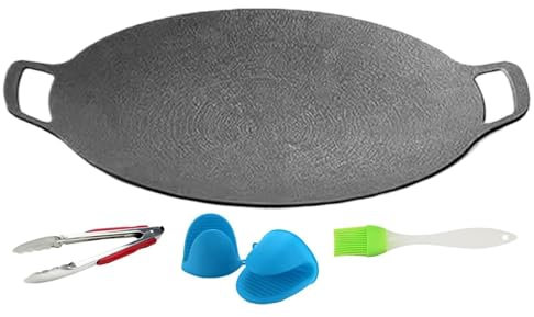 Sartén para cocinar en interiores, parrilla coreana, plancha de hierro fundido, utensilios de cocina antiadherentes con cepillo, guantes, pinzas para carne, mariscos, panqueques