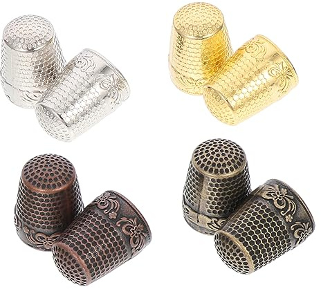 KOCKSHION Set da 8 Ditali da Cucito in Rame Portatili, Protezione Professionale per Dita, Comodi e Resistenti, per Lavori di Ricamo e Cucito a Mano Artigianale