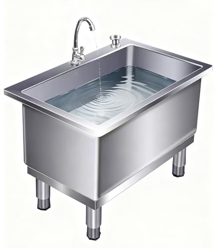 TRGCJGH Commercial Floor Mop Sink,Stainless Steel Mop Service Basin, Indoor and Outdoor Utility Mop Bucket, Laundry Room Slop Sink (100x50cm/39.3x19.6in,silver)