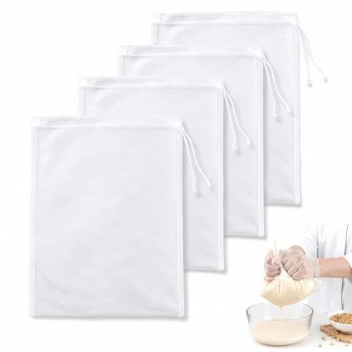 Livawnd Cheese Cloths for Straining – 4-Pack Reusable Muslin Straining Bags and Cloths, Perfect for Nut Milk, Yogurt, Almond, Soy, and Oat Milk