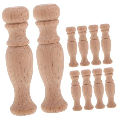 TOYANDONA 10pcs Hand Carved Solid Wood Roman Column Spindles Unpainted Furniture Decal DIY Crafting Sticks for Woodworking Decorative Pillar Replacement
