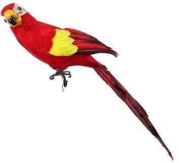 Sosoport Pappagallo Finto in Materiale Sintetico Ornamento per Casa e Ufficio Decorazione da Balcone o Prato Riproduzione Realistica Piume Artificiali Rosso