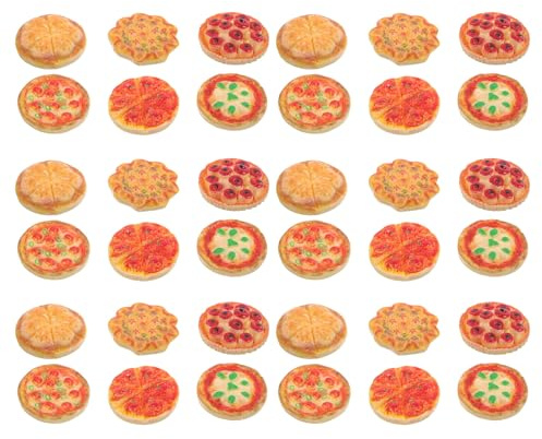 CORHAD 60 Kleiner Pizza Modelle aus Kunstharz Realistische Puppenhaus Spiellebensmittel Miniatur Pizza Deko für Kinderküche und Rollenspiele