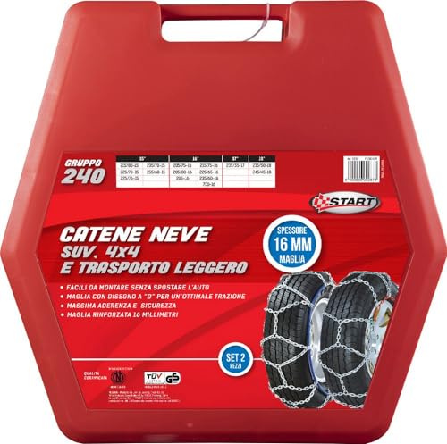 Start Set due pezzi catene da neve 16MM gruppo 240 per SUV 4x4 e trasporto leggero