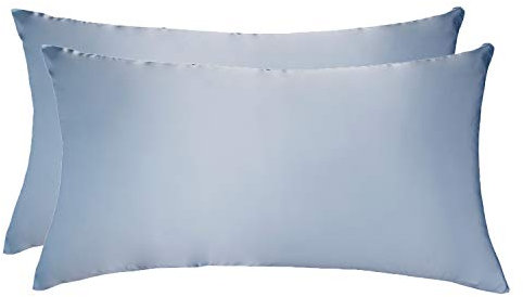 LULUSILK 100% Seide Kissenbezug Haar- und Hautpflege Kissenhülle knitterarm 2 Stücke Kissenbezug Seide 40x80cm Hellblau