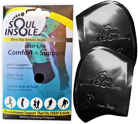 Soul Insole Shoe Bubble Orthotic Insole – Memory Gel Insoles for Plantar Fasciitis, Pronation, Heel Pain, Arch Supports, Midfoot Support (Black (Thinner Support), Medium)