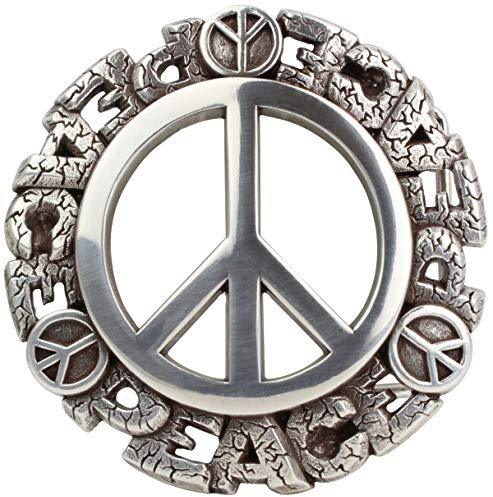 BELTINGER Gürtelschnalle Peace 4,0 cm | Buckle Wechselschließe Gürtelschließe 40mm Massiv | Wechselgürtel bis 4cm | Silber