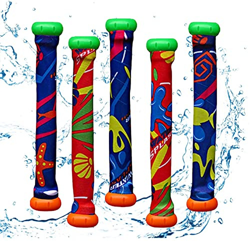 Maseaxi 5pcs Diving Stick Toys, Dive Sticks Pool Toys Set, Underwater Sinking Swimming Toy for Kids, Underwater Diving Game Pool Training Toys
