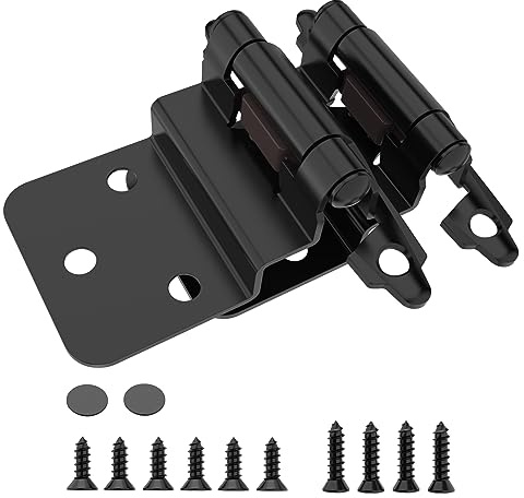Chibery 3/8 Inch Inset Cabinet Hinges, 5 Pairs(10 Pack) Self Closing Flush Face Mount Hinges with Door Bumper, Variable Decorative Hardware for Bathroom, Furniture, Kitchen Cabinet Doors, Matte Black