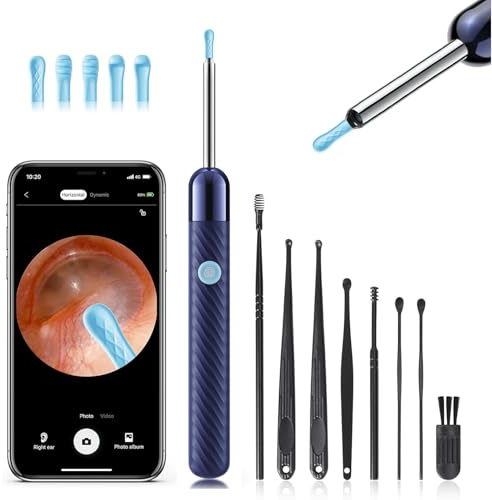 Loyker Ear Wax Removal, Ear Cleaner with Camera with 1080P, Otoscope with Light, Ear Wax Removal Kit with 6 Ear Pick, Ear Camera for iPhone, iPad, Android Phones (Blue)
