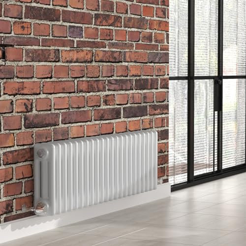 Heilmetz Triple Column Radiator 300x1020mm, Traditional White Cast Iron Style Horizontal 3 Column Radiator Central Heating Radiator