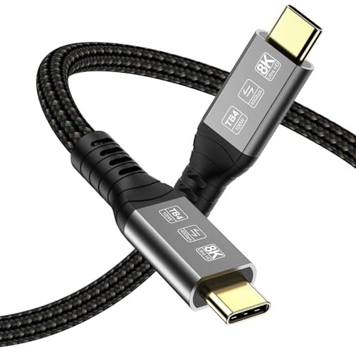 Angusplay USB C Thunderbolt 4 Kabel 40Gbps, USB4 Geflochtene Cabel, 8K 60Hz Video, 100W TB4 Kabel Kompatibel mit Thunderbolt 4/3, USB4/3, Typ C, für iPhone 15 Pro Max, Mac MacBook Pro, SSD eGPU, 1m