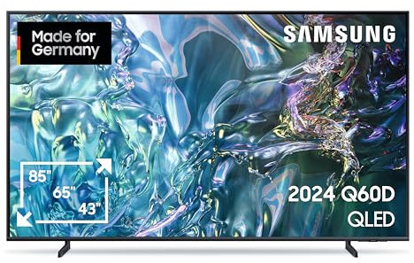 Samsung QLED TV 4K Q60D Fernseher 65 Zoll (163 cm), Fernseher mit Cloud-Gaming Hub, 60Hz HDR-Panel, 4K Upscaling, Tizen OS, Smart TV, Alexa, Knox Security, 3D Surround Sound & Q-Symphony