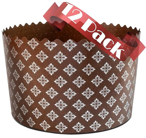 15 oz Easter Bread Paper Molds for Baking 12 Pack – Large Panettone Paper Mold Silver Design - Kulich Paska Mold Panettone Molds Easter Bread Kulich