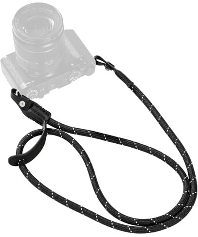 SMALLRIG Correa de Hombro para Cámara, Correa de Hombro Trenzada Ajustable con Junta Tórica y Almohadilla de Cuero para Cámara DSLR o sin Espejo, Negra - 4882