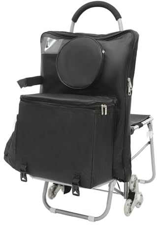 HinLIaDa Art Cart, Folding Art Cart, Portable Rolling Chair with Drawing Storage Bag, Suitable for Grocery Shopping, Mall Shopping, Leisure Travel, Outdoor Painting (Black)