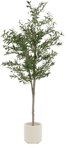 ML-Design konstgjord olivträd 180 cm stora konstgjorda växter konstgjord växt med naturligt trästam och frukter falska plastväxter i kruka för inomhus utomhus konstgjorda träd som äkta för kontor
