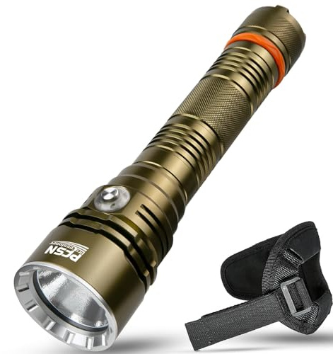 Dive Light Scuba Diving Flashlight - PFSN High Lumens LED Dive Torch with Wrist Mount, Underwater Flashlight IPX68 Waterproof, Rechargeable Diving Light Best for Diver Submersible Caving, Snorkeling
