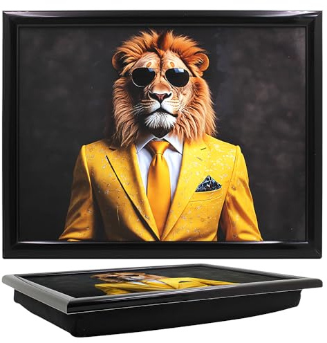 Tamersgifts Cushioned Laptrays Lap Tray TV Dinner Bean Bag Padded Cushion Gift (Lion Laptray)