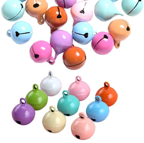 KIRZAX 50 Piezas Cascabeles Manualidades de Color,22mm Pequeñas Cascabeles, Campanas de Metal,para Manualidades de Bricolaje Decoraciones Creativas Cumpleaños Navidad Bisutería(Estilo 2)