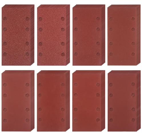 prota Dischi Abrasivi Carta Vetrata 48 Pezzi, Carta Vetrata Rettangolare 18.5 x 9.3 cm, Fogli Carta Vetrata per Levigatrice Orbitale per Lucidatura Rimozione della Ruggine Finitura