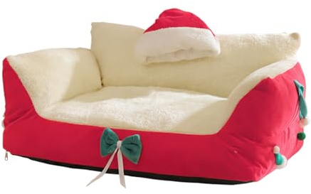 Canapé-lit pour Chat, Chaise de Noël avec Chapeau de Père Noël, Lits pour Chat, pour Cuisine, Chambre à Coucher, Salon, Porche, terrasse, Balcon, Aire de Jeux, Appartement, Maison, détente intérieure
