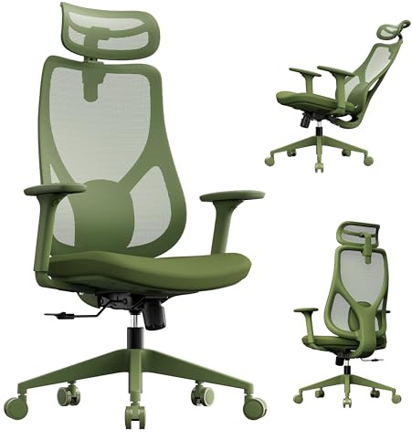 SENSE7 Sedia Scrivania Ufficio Ergonomica Poltrona da Scrivania Gaming Chair con Rotelle Girevole per PC Studio Cameretta Arredo con Altezza Regolabili Rete Traspirante e Supporto Lombare – MOYO Verde