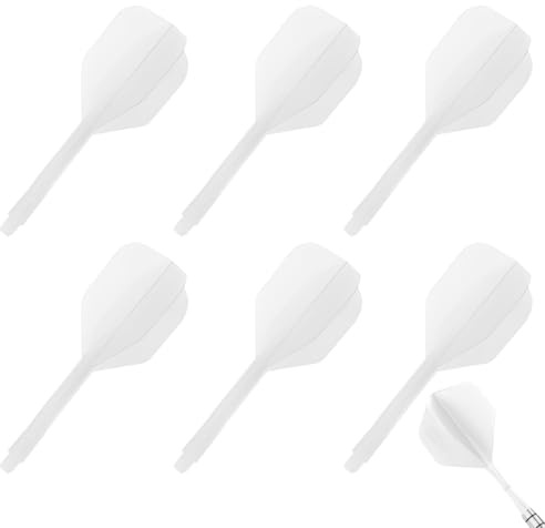 YIPFEN Juego de 6 piezas de plumas para dardos con cañas integradas y plumas fijas, vuelos de fusión estables, sistema combinado de vuelo con cañas, accesorios de fusión para plumas dardos (Blanco)