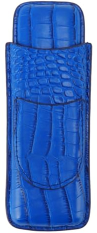 Gucagle Porte-étui à cigares en Cuir Vintage, Cave à cigares Portable pour Hommes, Cadeau d'anniversaire, capacité de 2 cigares, matériau Souple résistant à l'usure et Durable (Bleue)