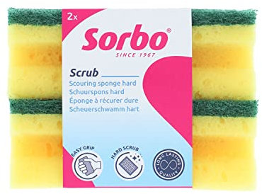 Sorbo Extra Large Scouring Sponges, Extra Strong Cleaning sponges for deep cleaning, Pack of 2 Long Lasting sponges with Easy Grip shape for comfort when in use