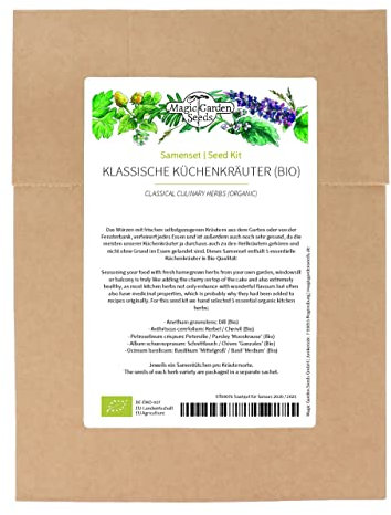 Classiche erbe aromatiche biologiche - set di semi con 5 essenziali erbe aromatiche biologiche