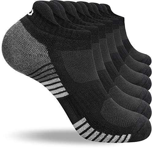 coskefy Running Socks Thick Cushion Ankle Trainer Socks for Men Women Cotton Sports (6 Pairs)