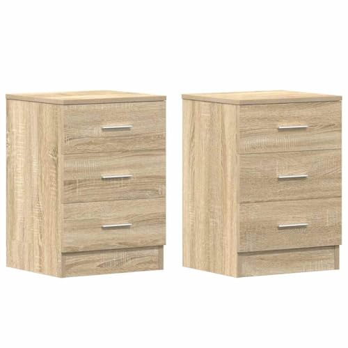 vidaXL 2x Bedside Chipboard Sonoma Oak Night Table Bedside Cabinet Cabinet