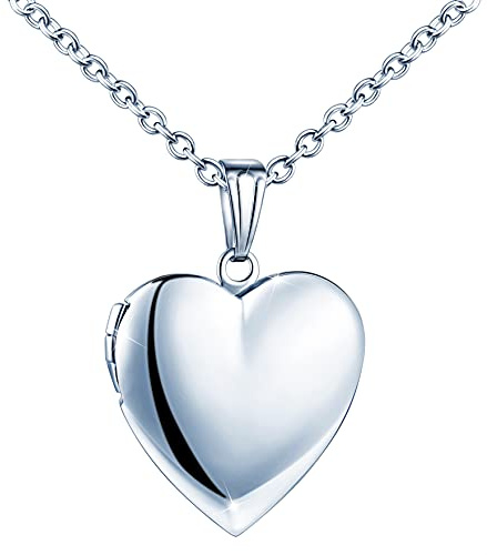 MicVivien Collar Medallón de Fotos Corazón Locket Personalizada Collar Guardapelo Joyería DIY Estampa Love/Doble Corazon Fotografía Conmemorativa Relicario Precioso para Mujeres