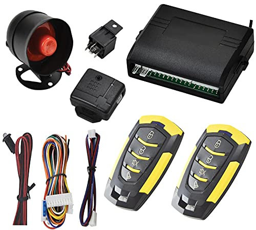 Sistema di allarme per auto, universale 12V con 2 telecomandi e blocco sensore sirena, sblocco porte automatico e sblocco bagagliaio