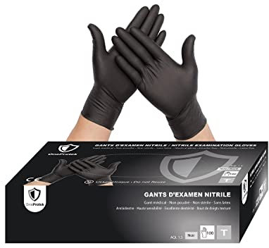 OneProtek Nitril Einweghandschuhe - Puderfrei, latexfrei - 100 Stück/Box Einmalhandschuhe aus Nitril schwarz - Größe L -Handschuhe einweg, In Box 1,2 verfügbar
