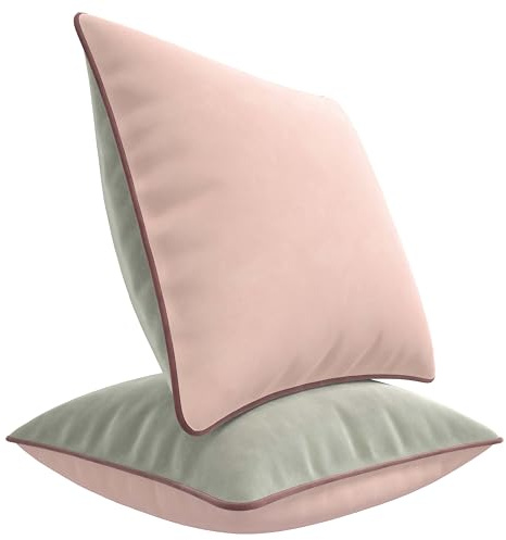 Blau Marité Set de 2 Fundas Cojín Terciopelo. Fundas Cojines Decorativos. Funda Cojin Sofa Terciopelo. Cojin Cama. Cojines salón. Relleno no Incluido. (Rosa y Gris, 45x45cm)