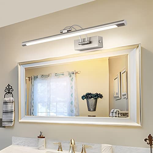 MantoLite Dimbar vägglampa för målningar och montrar, 60 cm, 15 W, nickelfärgad, LED, spegel, badrum, svängbart ljus, inomhusbelysning, 3 000/4 500/6 000K, läslampa, displaylampa