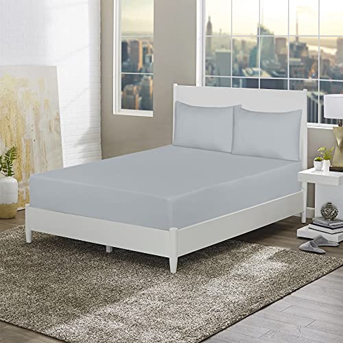 Ev Dekor Fitted Sheet Double- Deep Pocket Bedsheet 12inch (30 cm) - Soft Brushed Microfibre Fabric - Shrinkage and Fade Resistant - Bottom Sheet - Double Bed Bedsheet Fitted - Grey