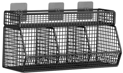 Sharplace Hanging Kitchen Basket Hanging Wall Organizer Basket Wall Mounted Multifunctional Metal Wire Basket for Living Room Closet, 3 Grids