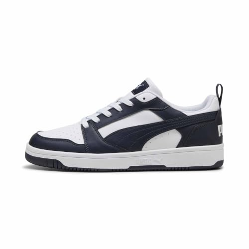 PUMA Rebound V6 Low Unisex Sneaker, Puma White New Navy, 40 EU