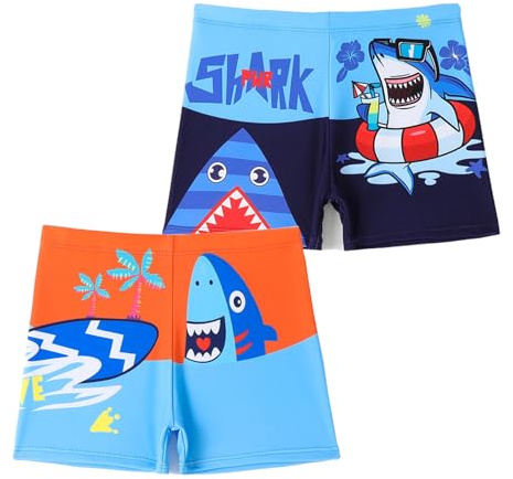 NautySaurs 2-pack pojkar badshorts 5–13 år stora pojkar badmode dinosaurie barn badbyxor