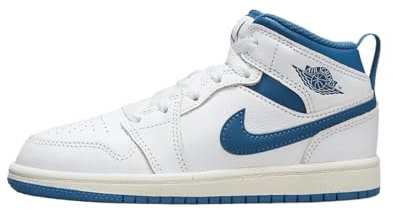 Jordan Little Kid's 1 Mid SE White/Industrial Blue-Sail (FN7493 141), Weiß/Segel/Industrieblau, 12.5 Little Kid