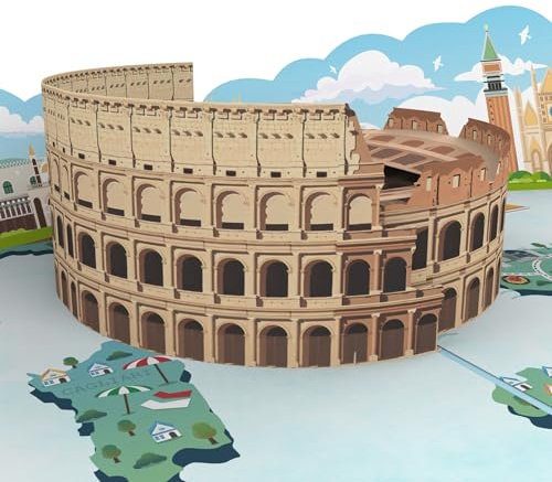 MOKIO® Tarjeta Pop-Up – Italia – Tarjeta de cumpleaños 3D para vacaciones en Italia, Tarjeta emergente Roma