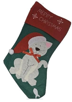 Decsee Christmas Cat Stocking, 40cm Pet Cats Christmas Stockings Paw Stocking Socks Xmas Tree Ornaments Filler
