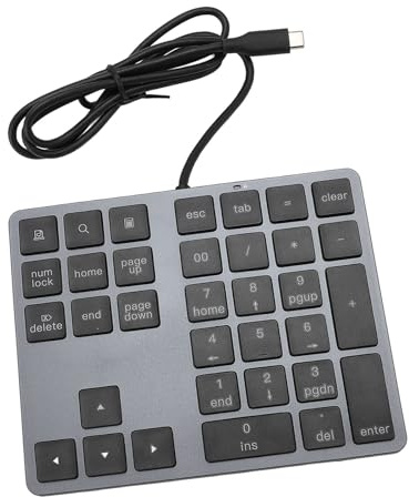 Numerisk Tangentbord USB C 3.1 HUB 34 Tangenter Externt Tangentbord Smal Trådbunden Numerisk Tangentbord för Bärbar Stationär PC, med Kraftfullt Systemigenkänningschip
