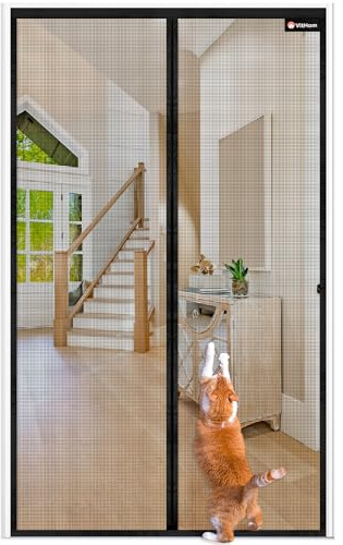 LUXUS Fliegengitter Tür Magnet,Glasfaser mit Starke Flammhemmung+Reißfestigkeit,100*220cm Fliegengitter Balkontür ohne bohren mit Stärkere Magneten,Insektenschutzgitter,Verbreiterter Klettverschluss