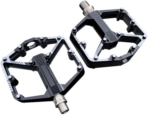 Pedales Bicicleta, Aluminio Antideslizante Pedales Bicicleta MontañA, Rodamiento 9/16» Pedales, para BMX, MTB Trekking Bicicleta De MontañA Bicicleta De Carretera (Negro)